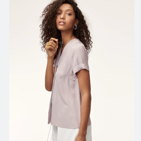 Aritzia Wilfred Nobel Short Sleeve Triacetate Oversized Blouse XS - Picture 3 of 12